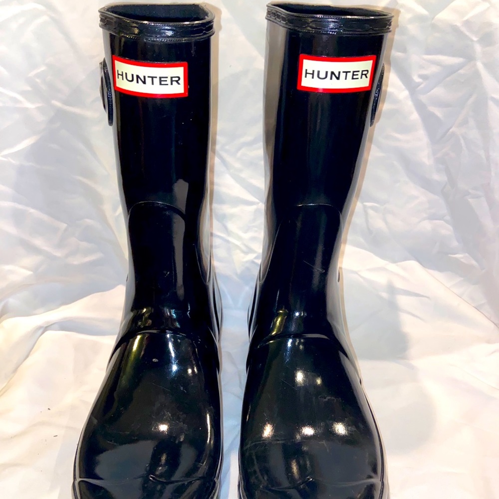 Glossy black mid-calf Hunter Boots